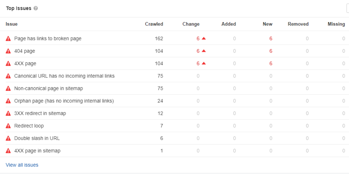 site audit issues